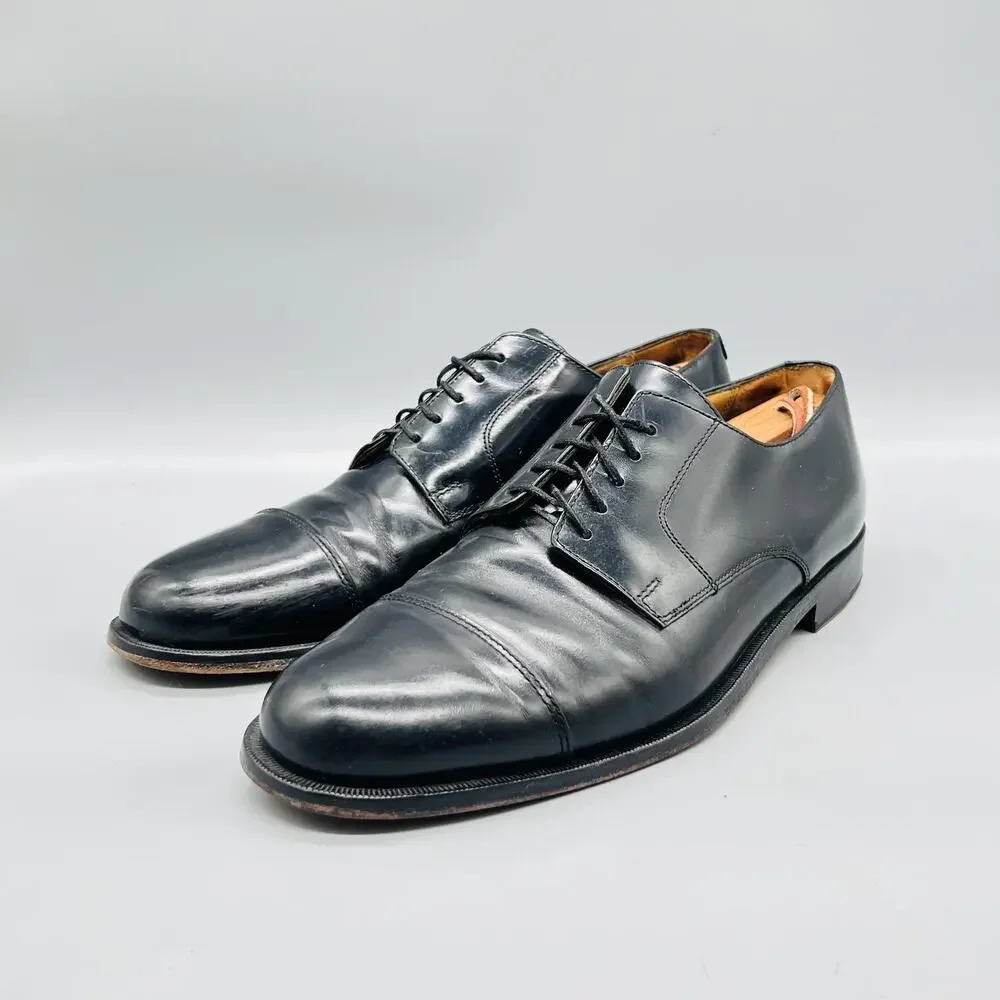 Cole Haan Shoes Mens 10.5 Black Leather Cap Toe Derby Oxford Dress Classic